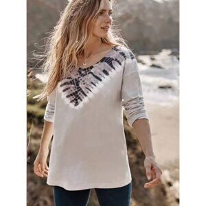 Pure J Jill Tunic Top Womens M Soft Relaxed Tie-Dye 3/4 Sleeve Smokey Mauve Grey